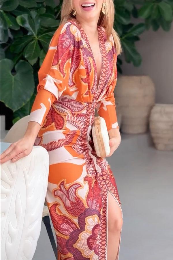 Anna-Berg | Effortless Unique Print Dolman Midi Dress