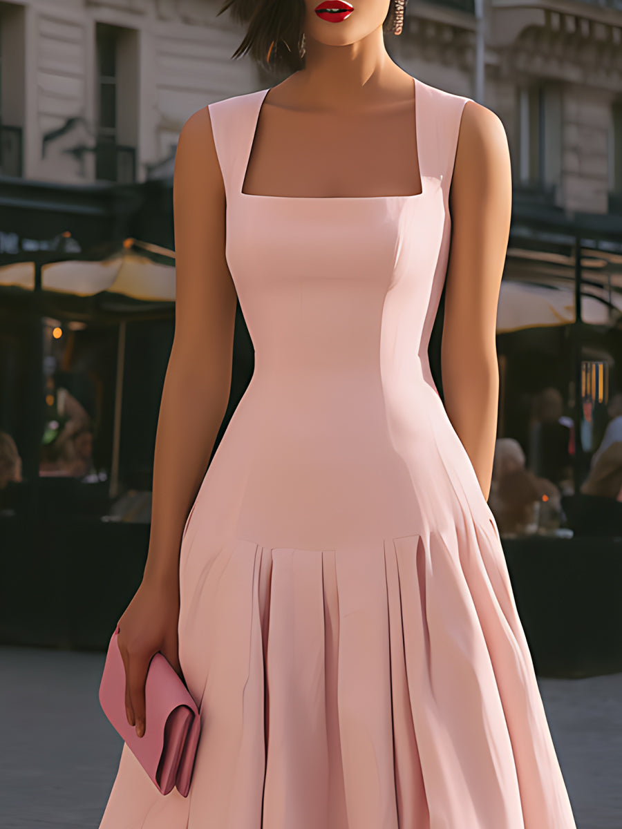 Anna-Berg | Structured Square Neck Sleeveless Dress