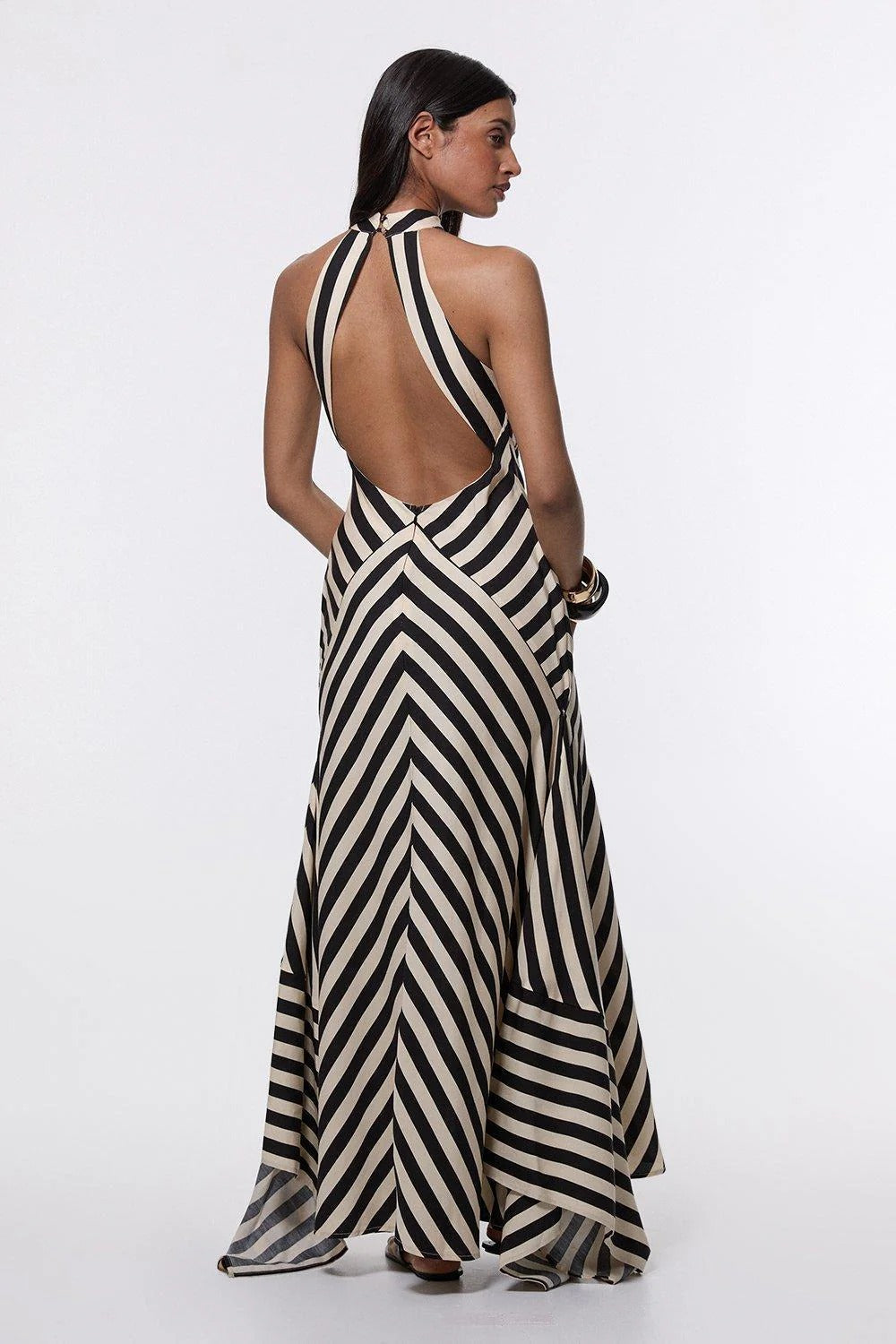 Anna-Berg | Mono Fluid Stripe Halter Dress