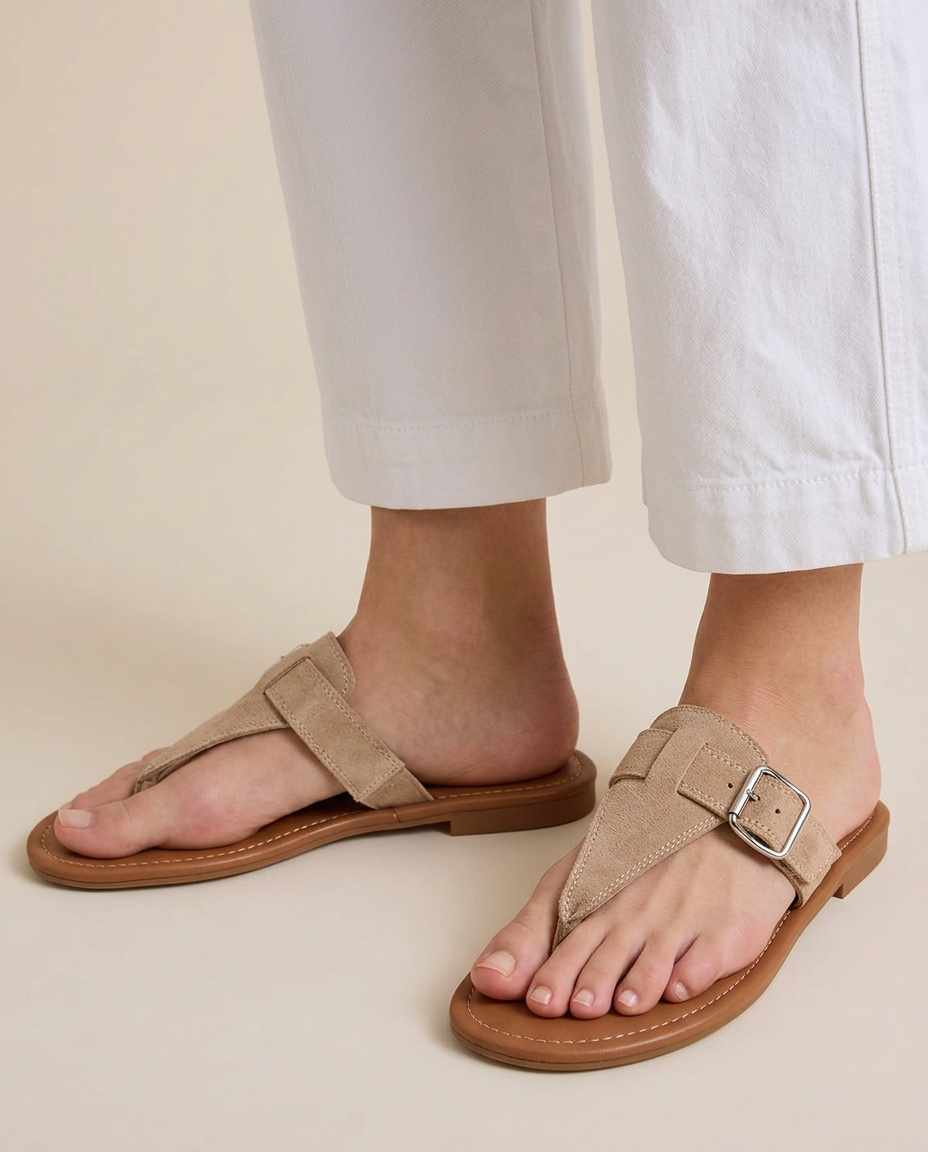 Anna-Berg | Black Buckle-Closure Ankle-Strap Leather Sandal
