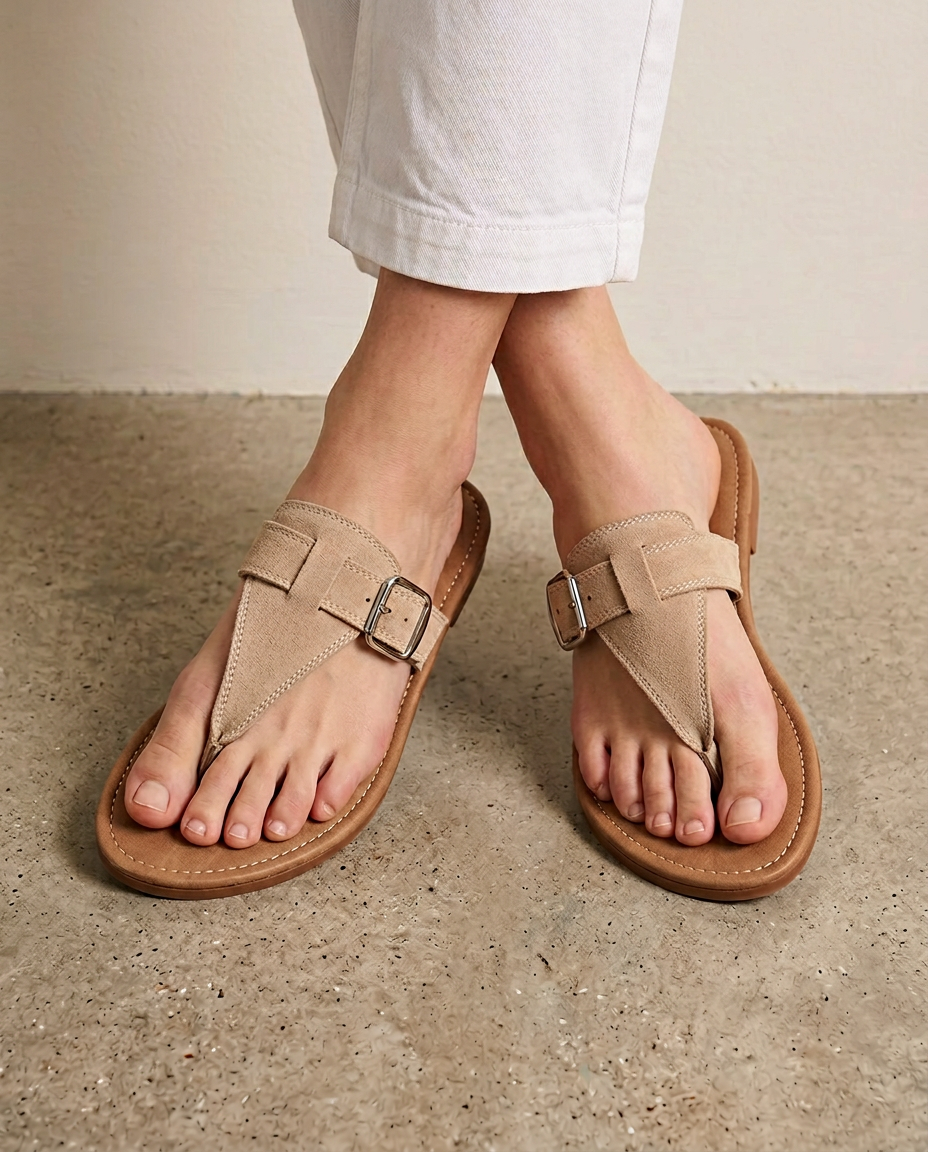 Anna-Berg | Black Buckle-Closure Ankle-Strap Leather Sandal