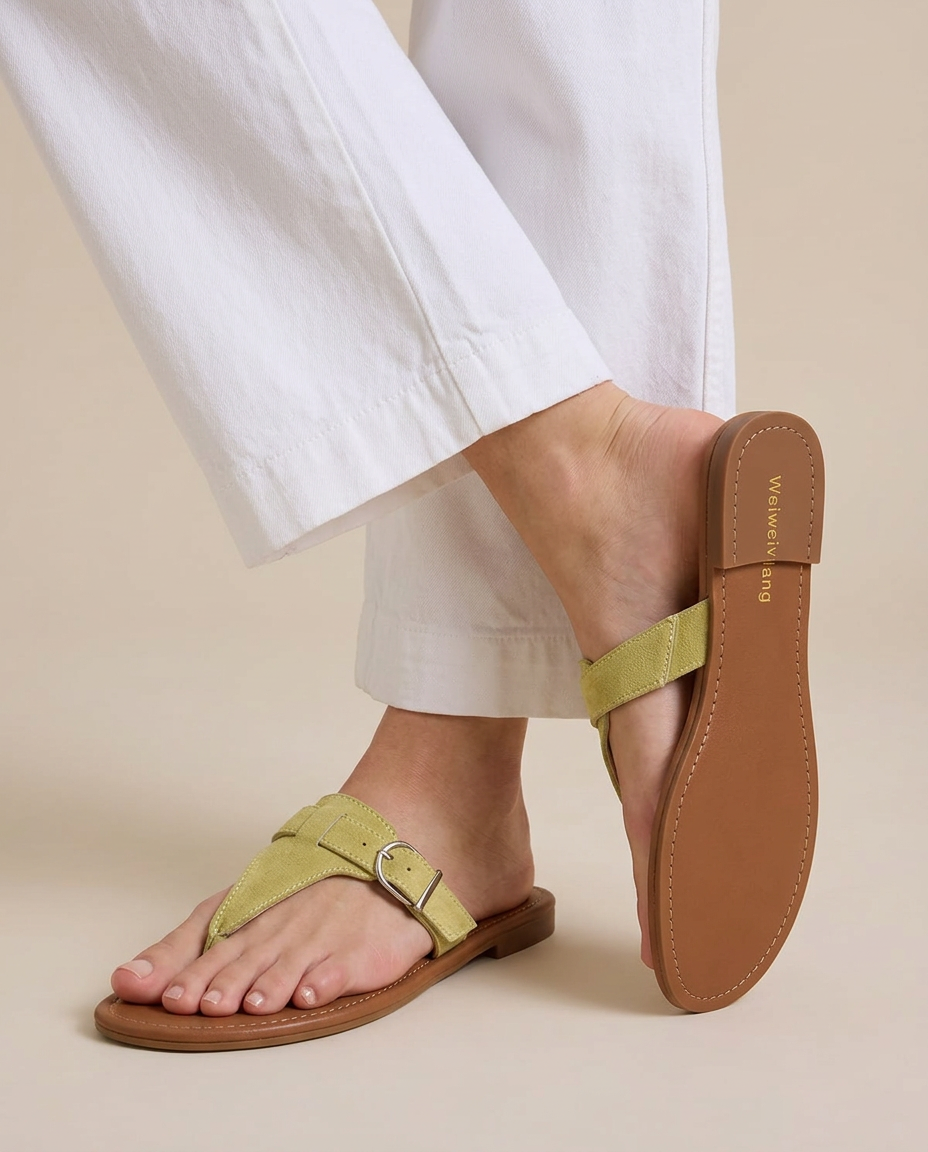 Anna-Berg | Black Buckle-Closure Ankle-Strap Leather Sandal