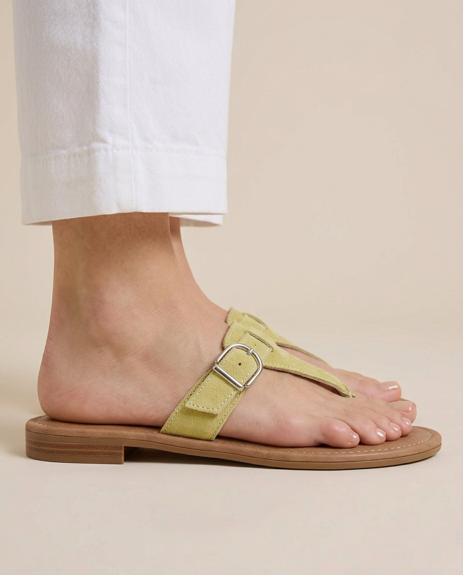 Anna-Berg | Black Buckle-Closure Ankle-Strap Leather Sandal