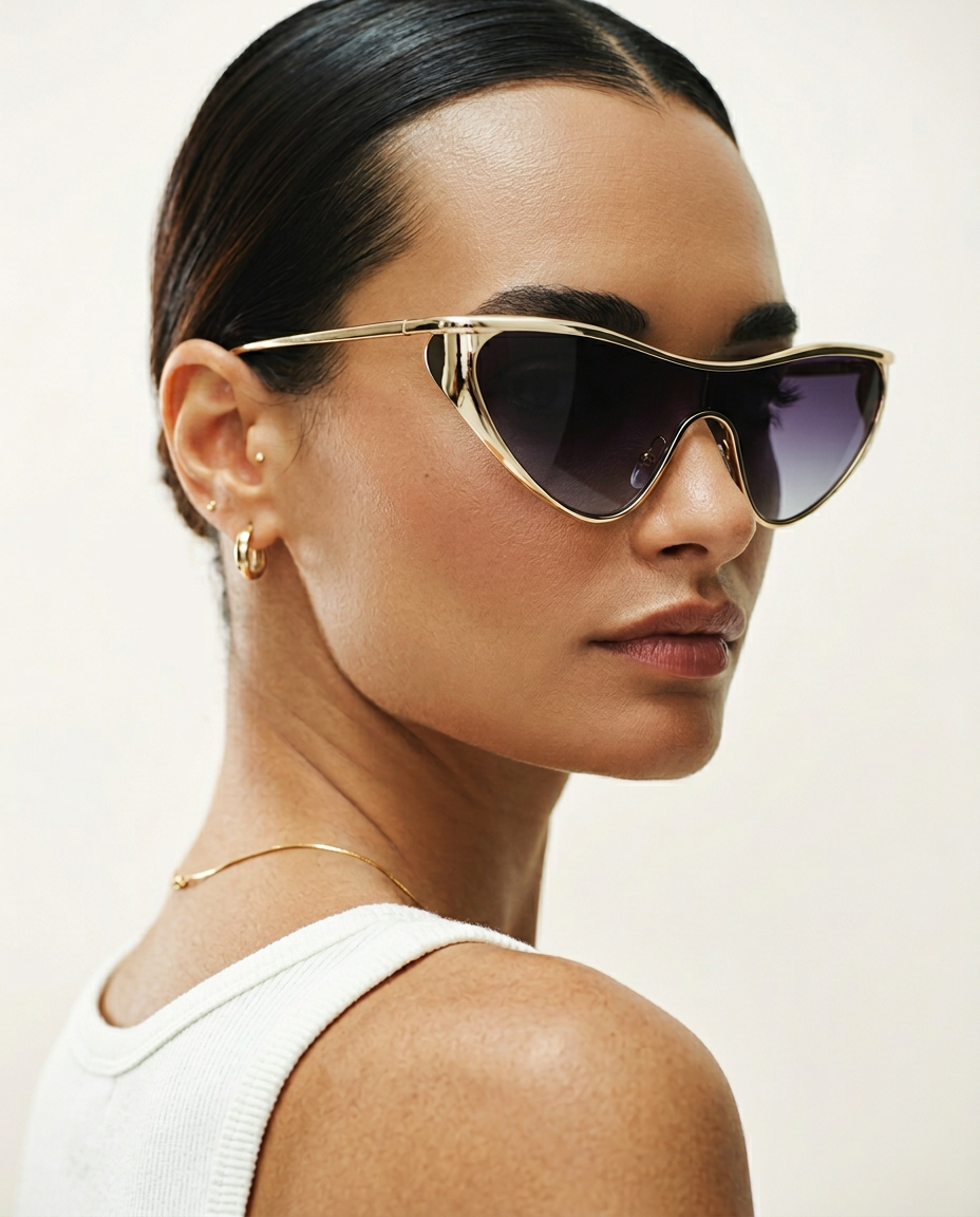 Anna-Berg | Gold Aviator Polarized Metal Frame Sunglasses