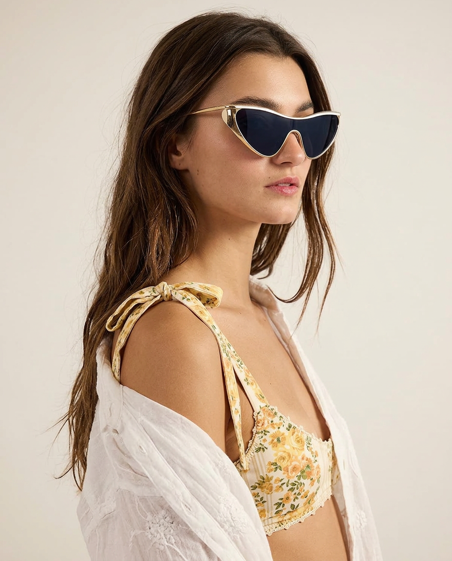 Anna-Berg | Gold Aviator Polarized Metal Frame Sunglasses