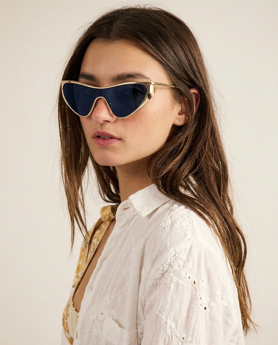 Anna-Berg | Gold Aviator Polarized Metal Frame Sunglasses