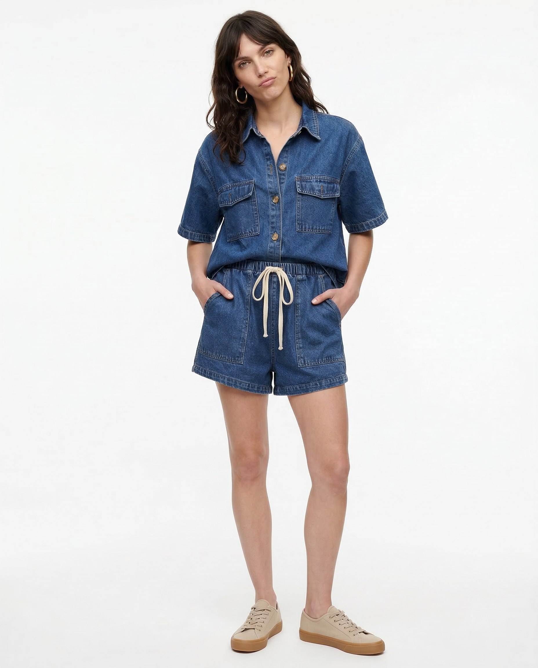 Anna-Berg | Blue Cropped Jacket High-Waist Jeans Denim 2-Piece Set