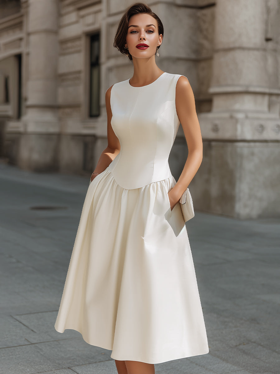 Anna-Berg | Sleeveless Structured Waist Fit Dress