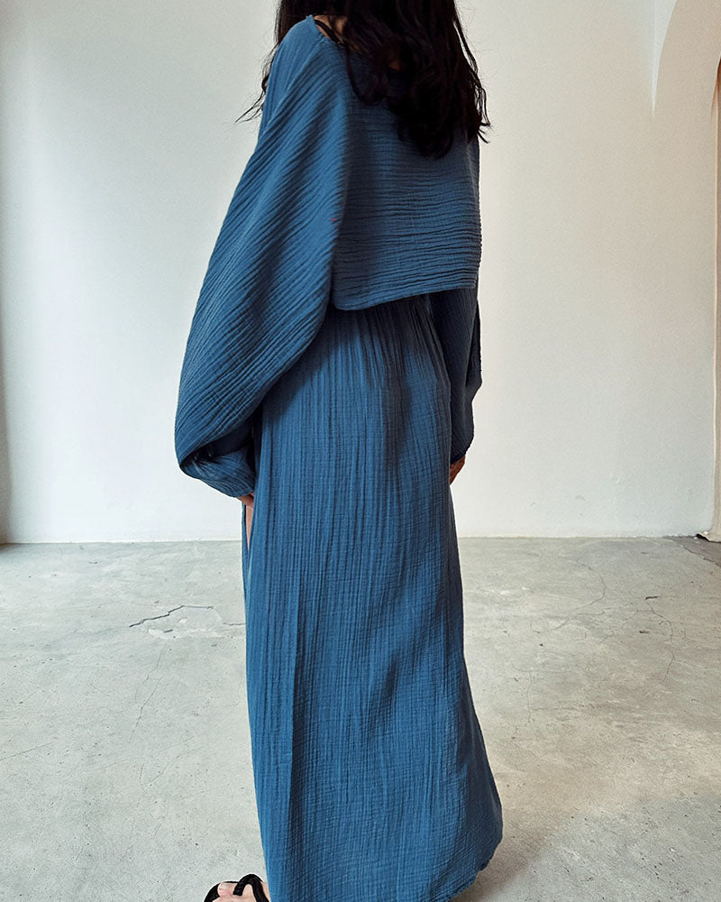 Anna-Berg | Stylish Polyester and Linen Split Two-Piece Set