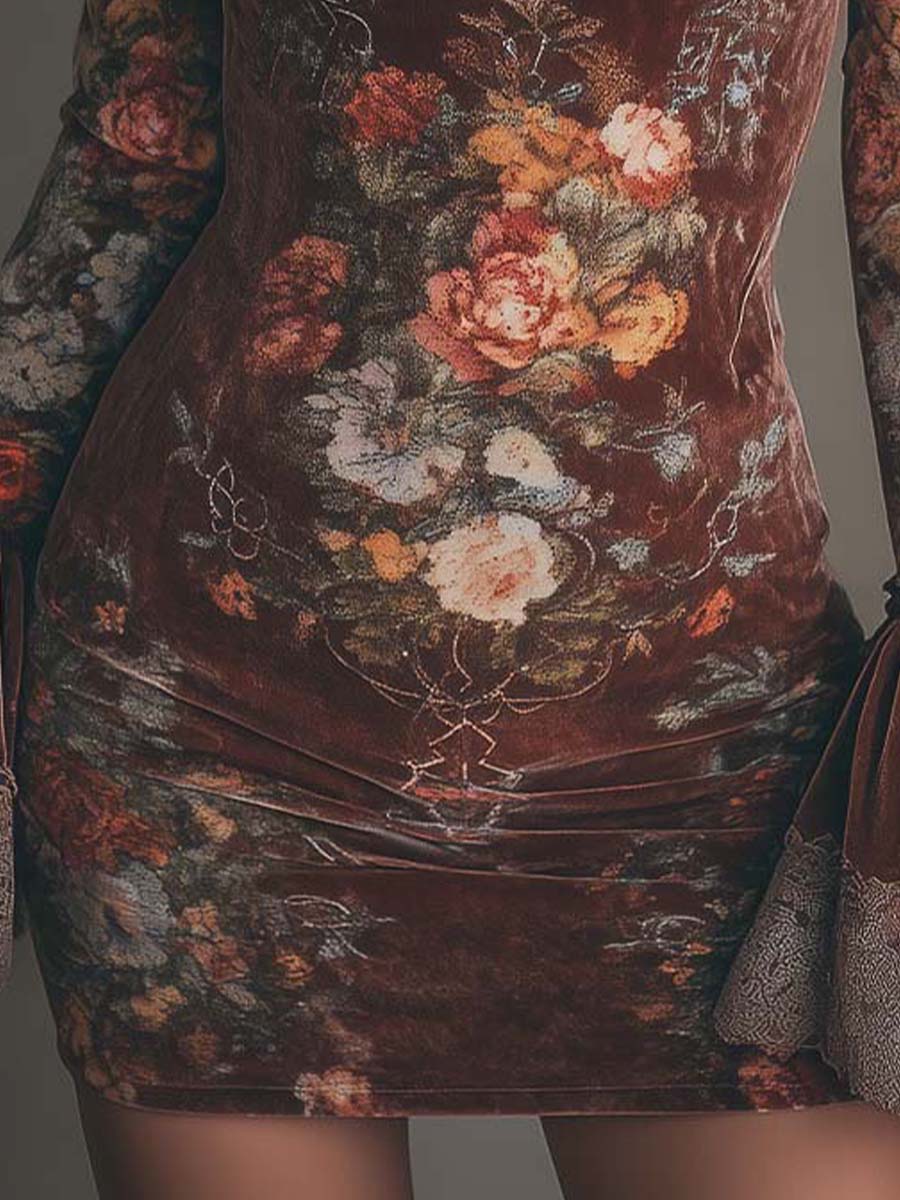 Anna-Berg | Vintage Floral Velvet Lace Dress