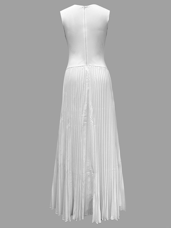 Anna-Berg | A-Line Loose Pleated Solid Color Dress