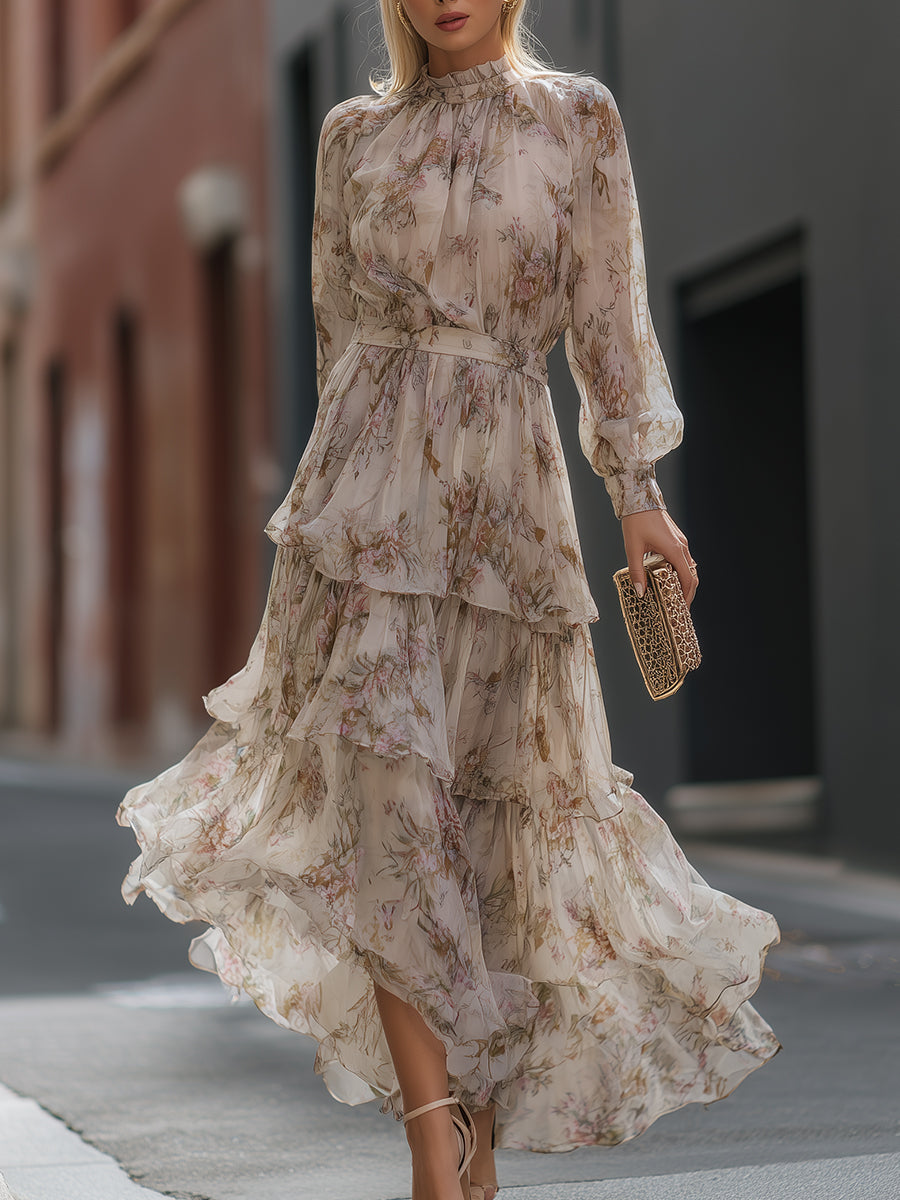 Anna-Berg | High Neck Tiered Floral Dress