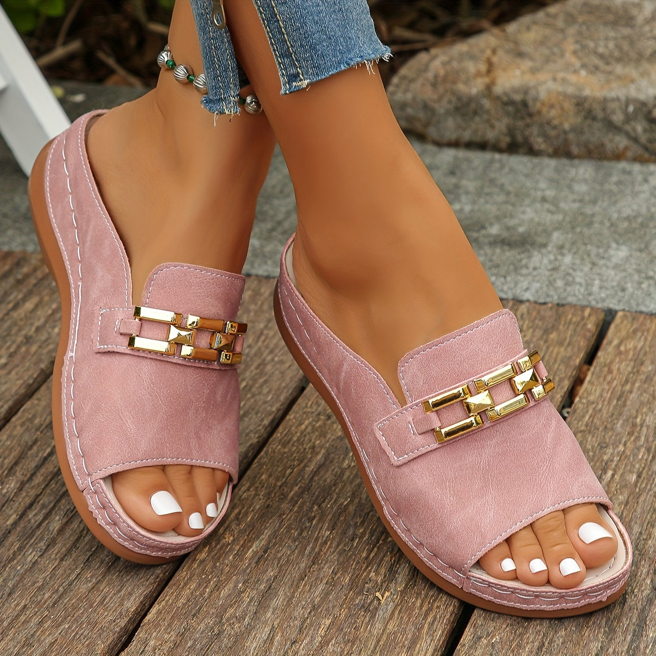 Anna-Berg | Elegant Cushioned Sandals with Graceful Drape