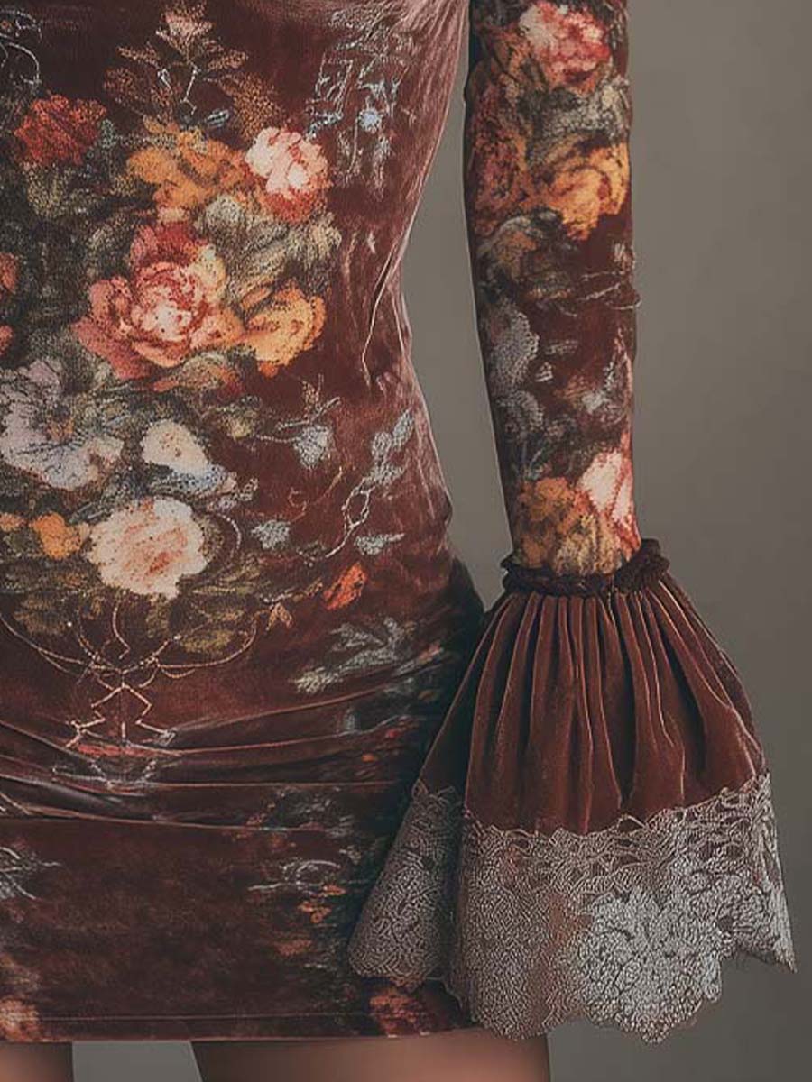 Anna-Berg | Vintage Floral Velvet Lace Dress