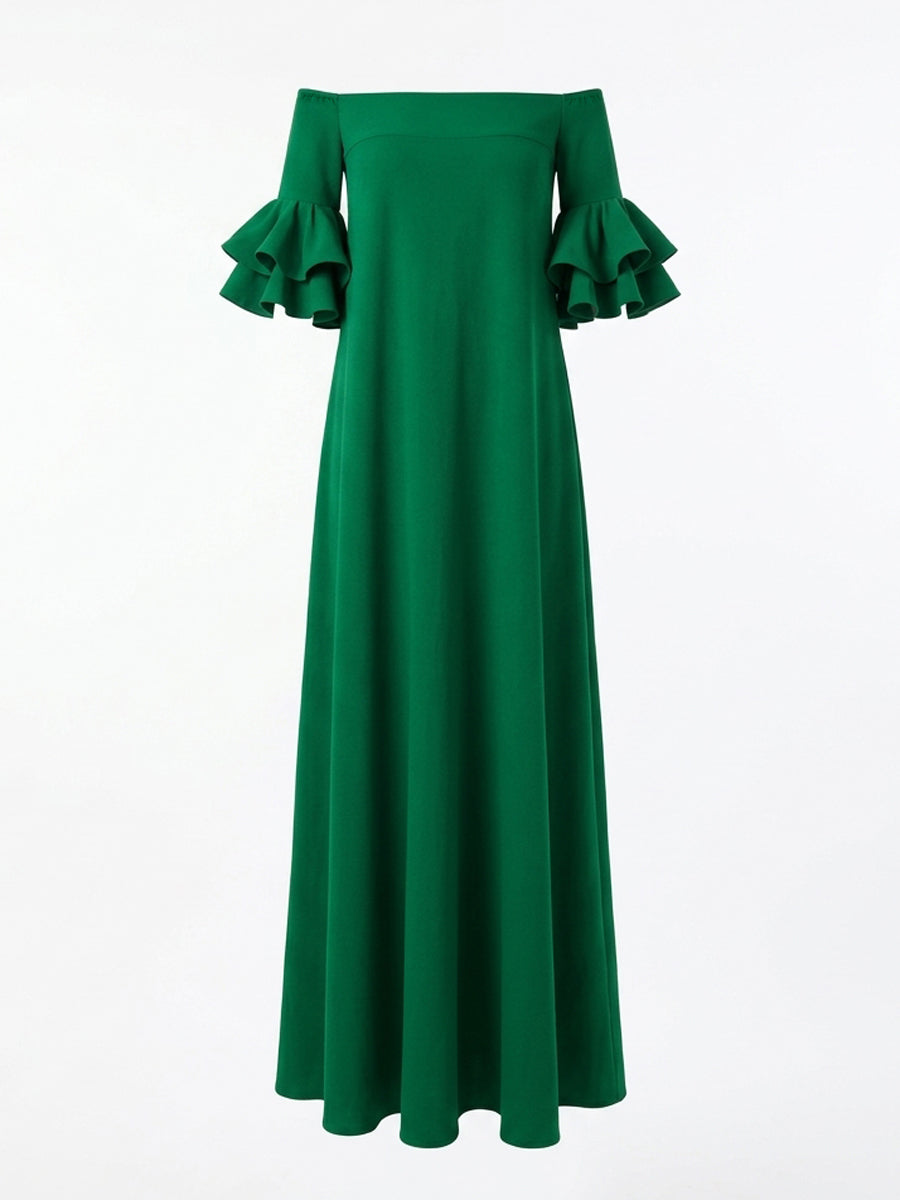 Anna-Berg | Half Sleeves Loose Solid Color Dress