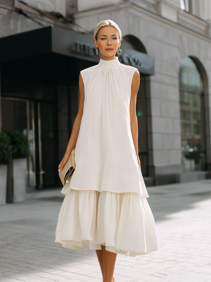 Anna-Berg | High Neck Layered Hem Dress