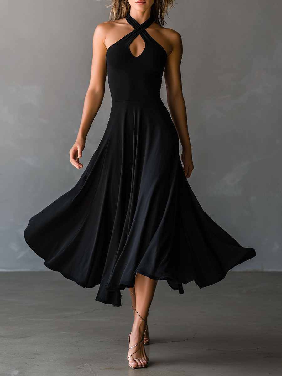 Anna-Berg | Black Halter Neck Evening Dress