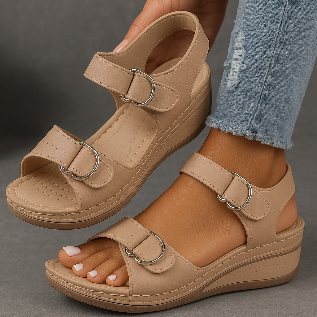 Anna-Berg | Flowing Orthopedic Sandals With Wedge Heel