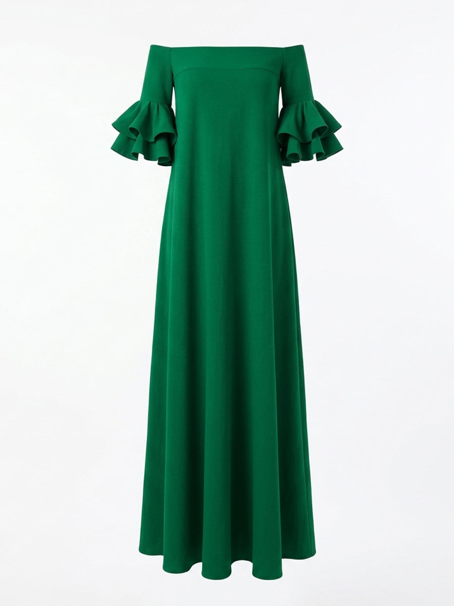 Anna-Berg | Half Sleeves Loose Solid Color Dress