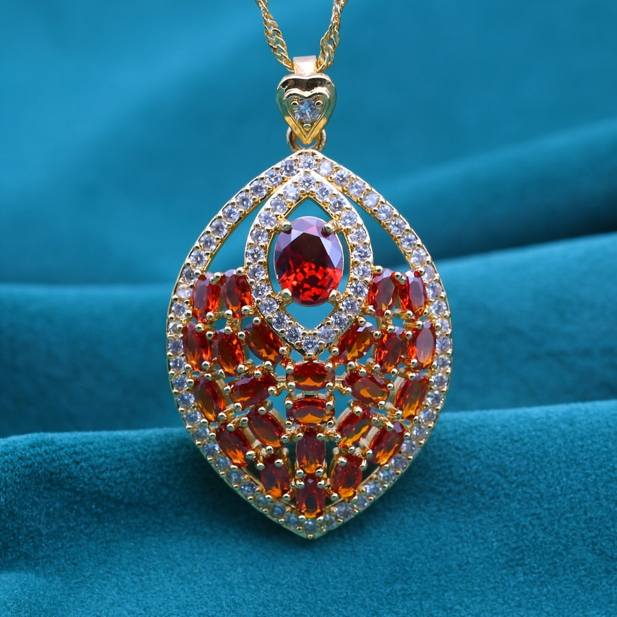 Elegant Multicolored Cubic Zirconia Hanging Necklace