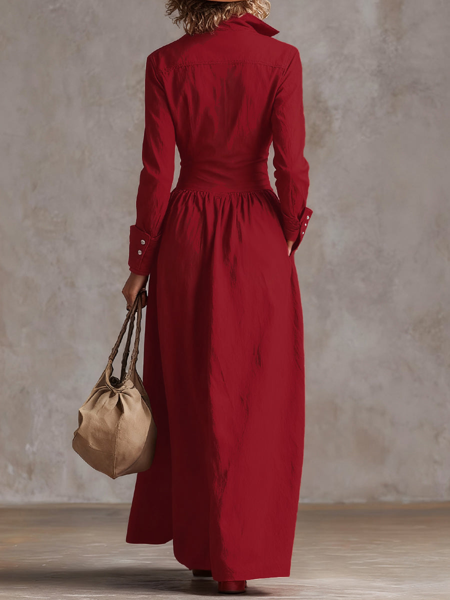 Anna-Berg | High Waisted Long Sleeves Buttoned Dress