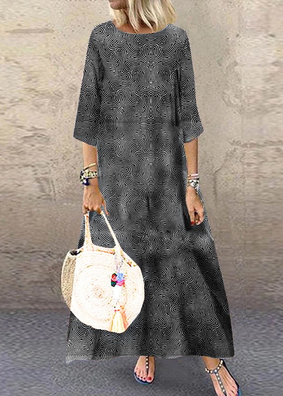 Anna-Berg | Khaki O-Neck Plaid Half Sleeve Dress