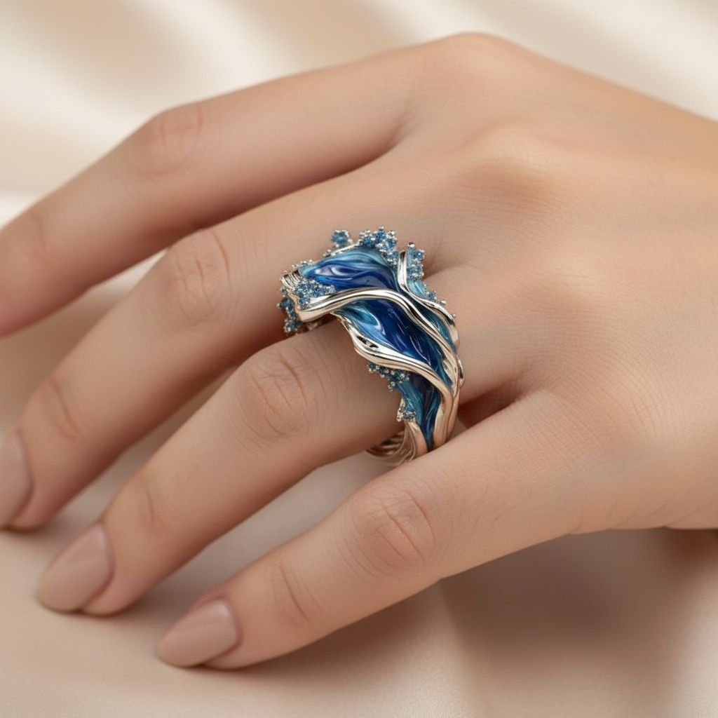 Vintage Golden Ocean Wavy Ring