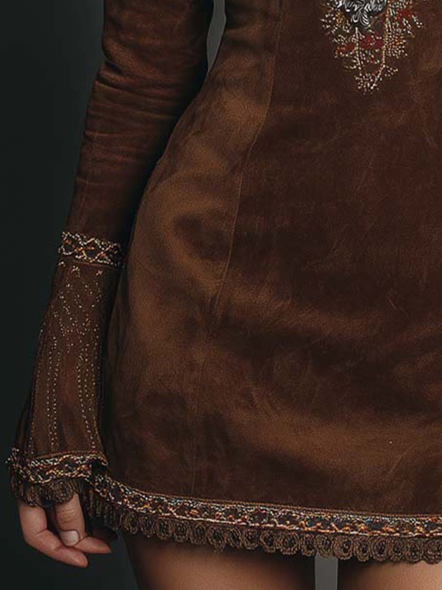 Anna-Berg | Vintage Brown Suede Dress
