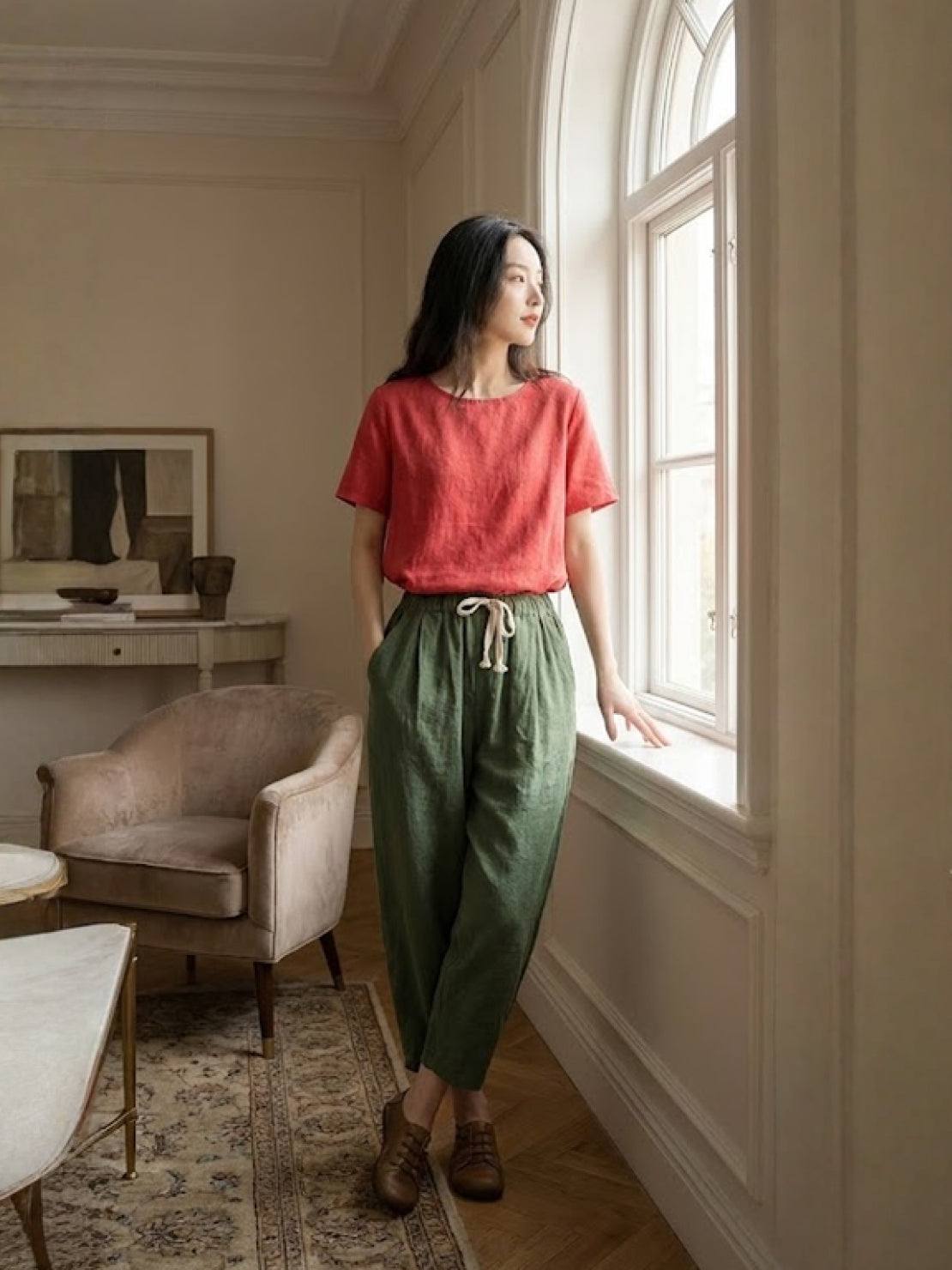 Anna-Berg | Luxe Drawstring Casual Pants in a Flattering Cut