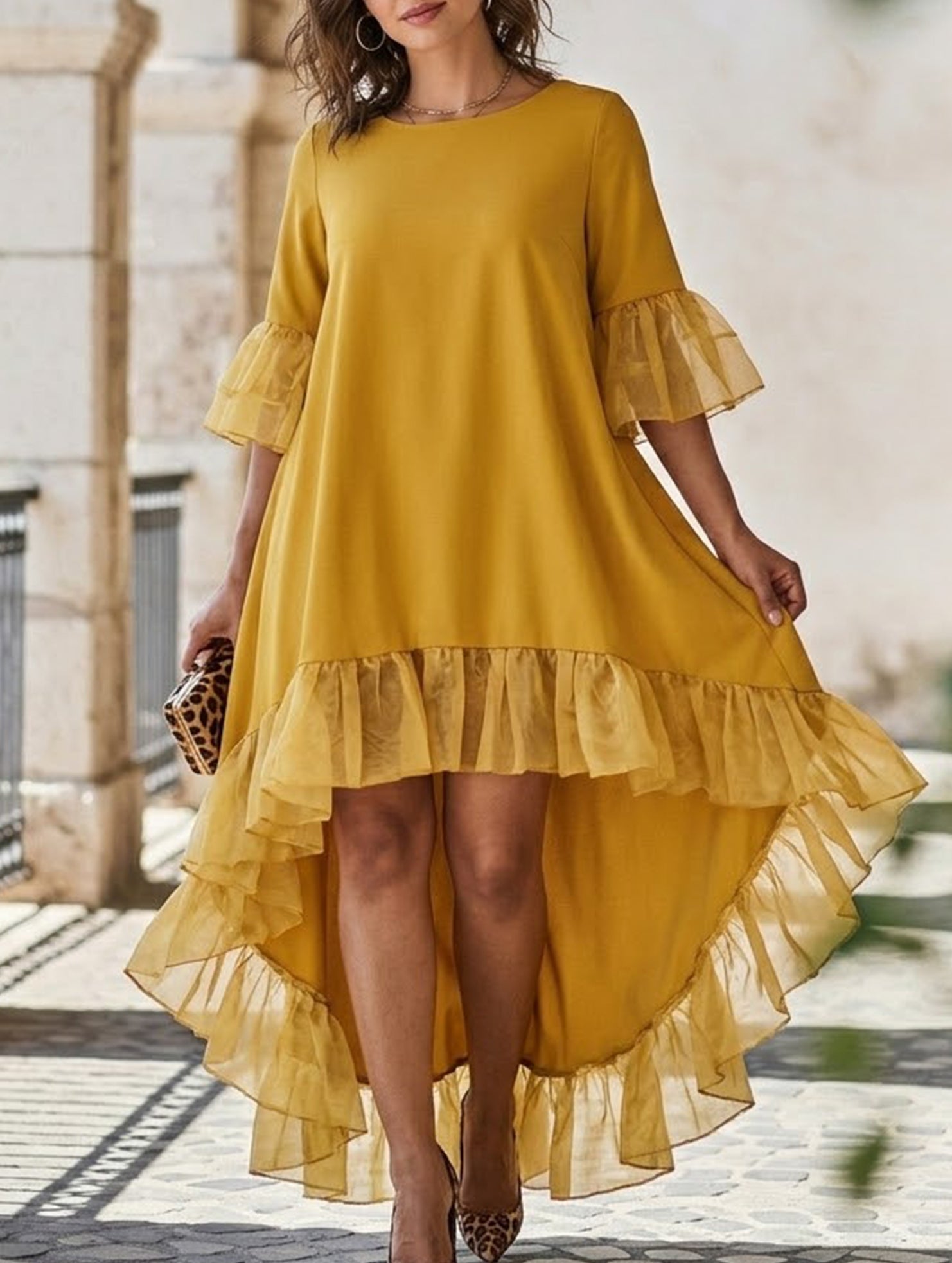 Anna-Berg | Lace Patch Irregular Party Dress