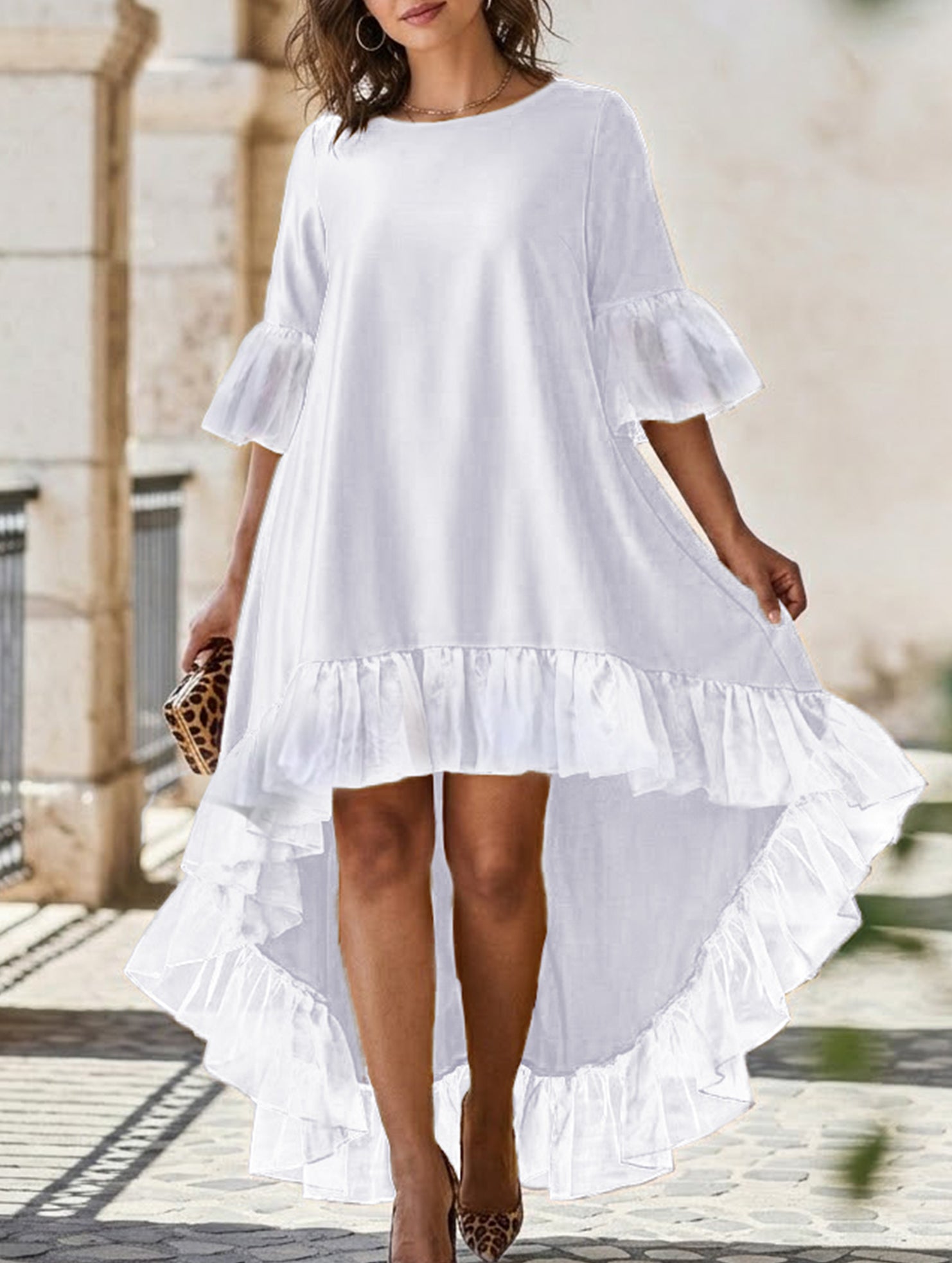 Anna-Berg | Lace Patch Irregular Party Dress