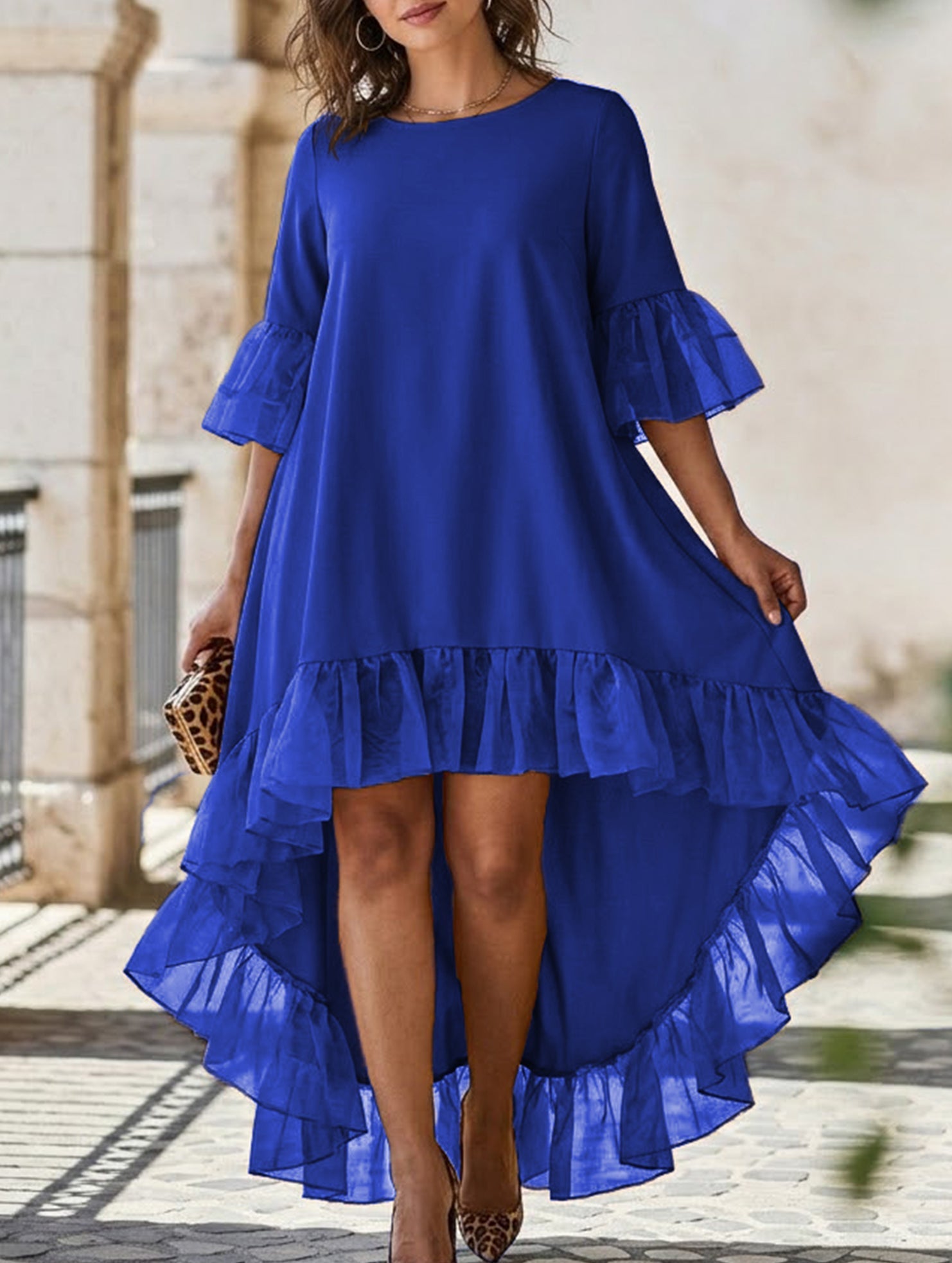 Anna-Berg | Lace Patch Irregular Party Dress