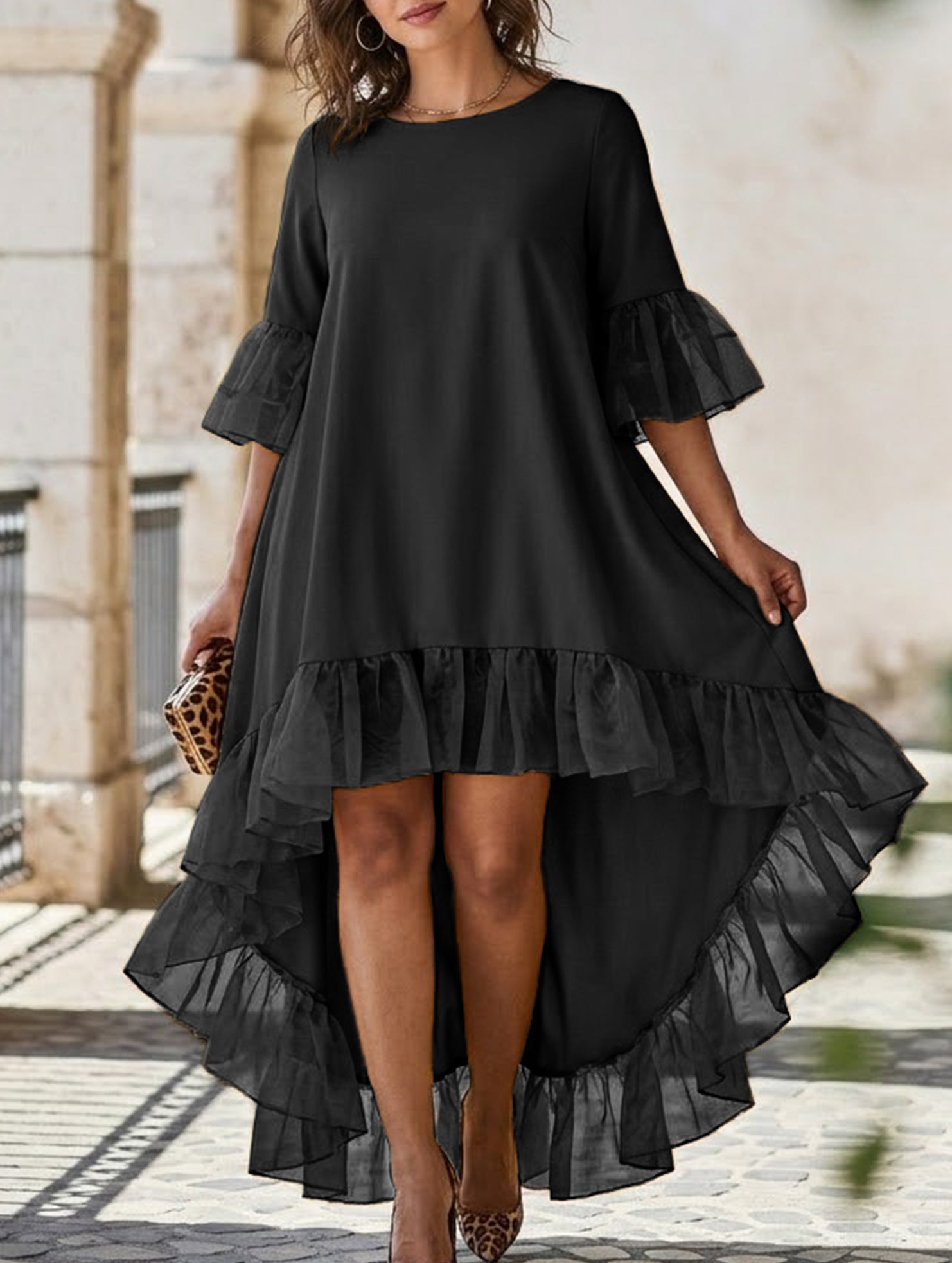 Anna-Berg | Lace Patch Irregular Party Dress