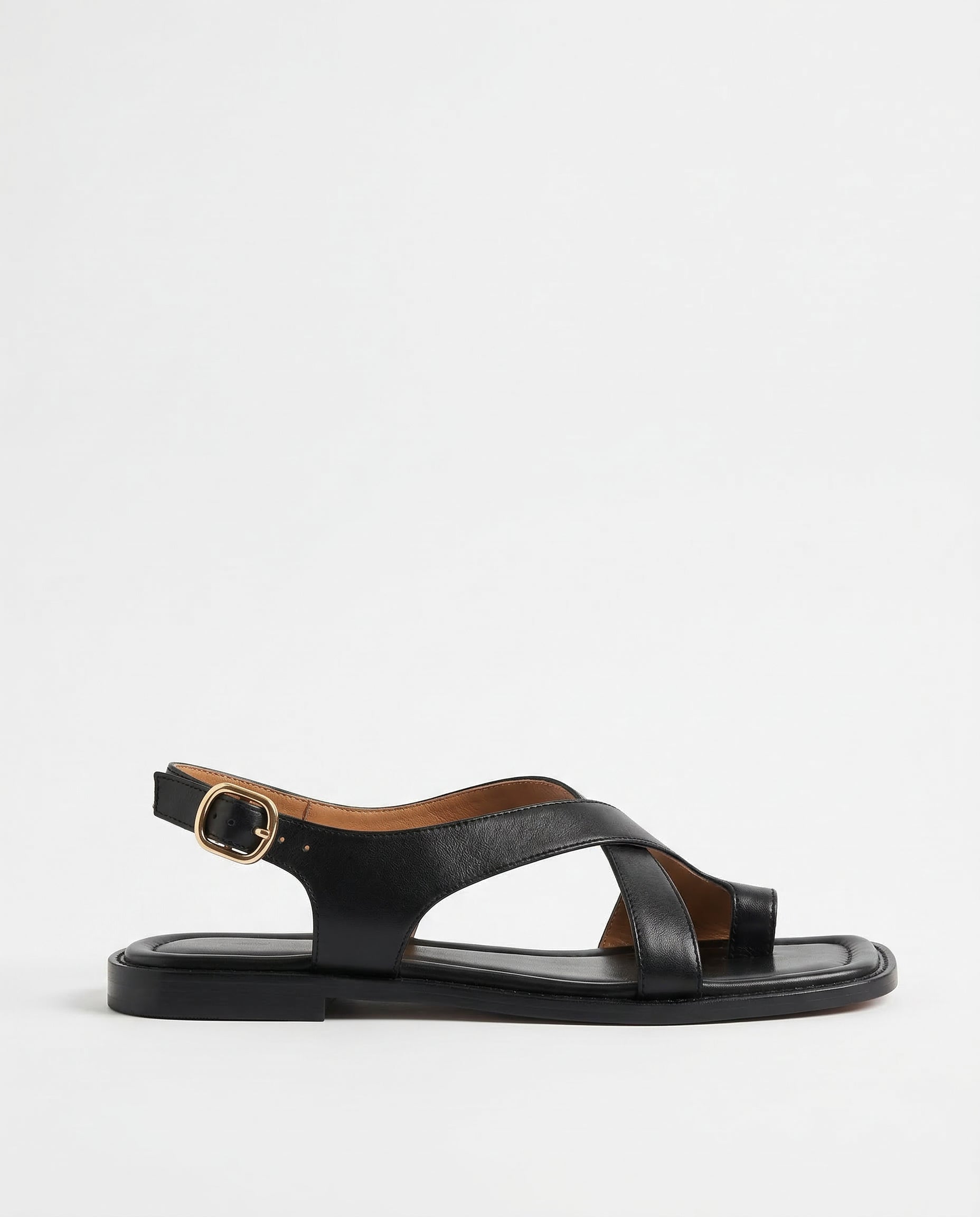 Anna-Berg | Brown Crisscross-Strap Leather Sandals