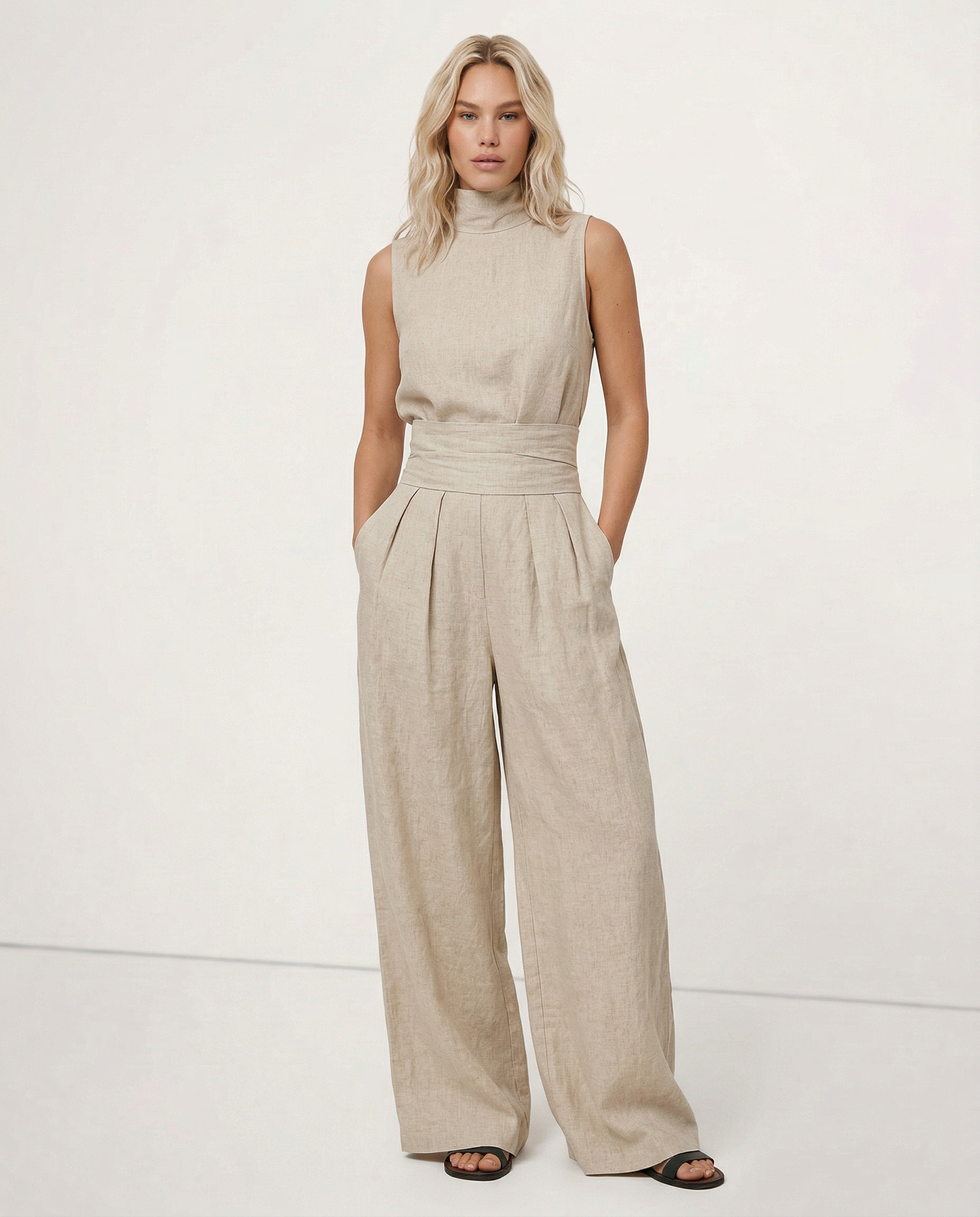 Anna-Berg | Sandstone Relaxed Fit Linen Two-Piece Set