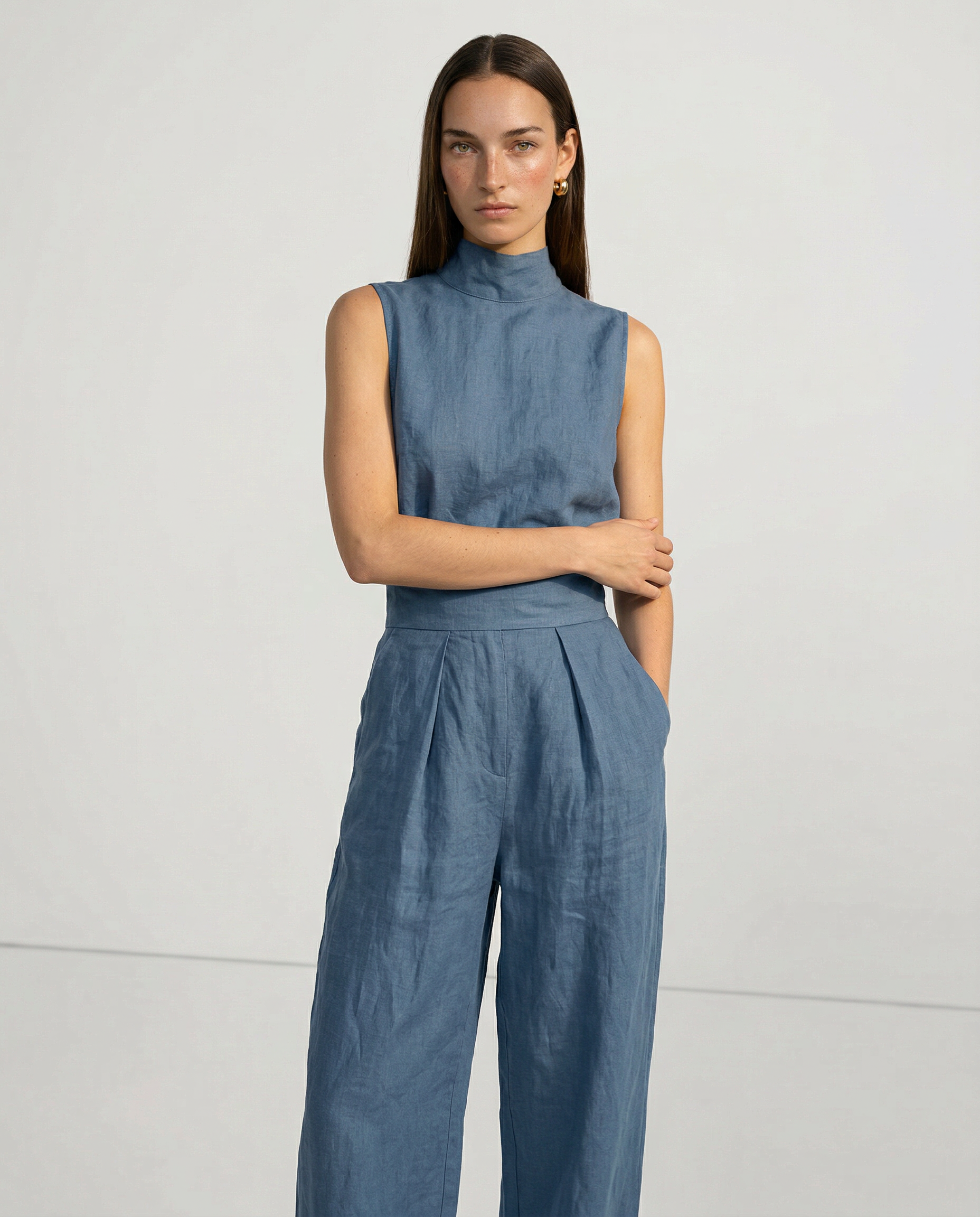 Anna-Berg | Sandstone Relaxed Fit Linen Two-Piece Set