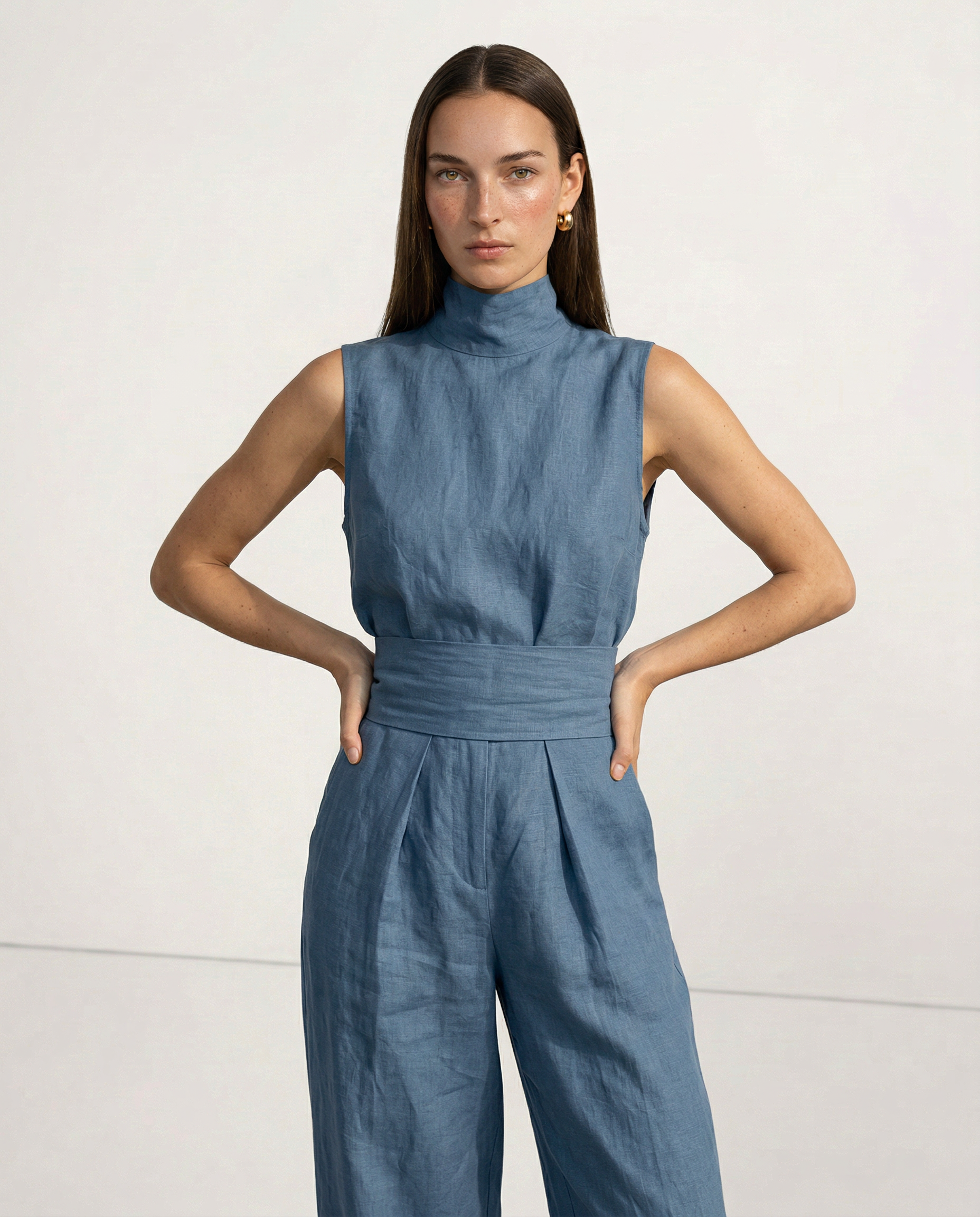 Anna-Berg | Sandstone Relaxed Fit Linen Two-Piece Set