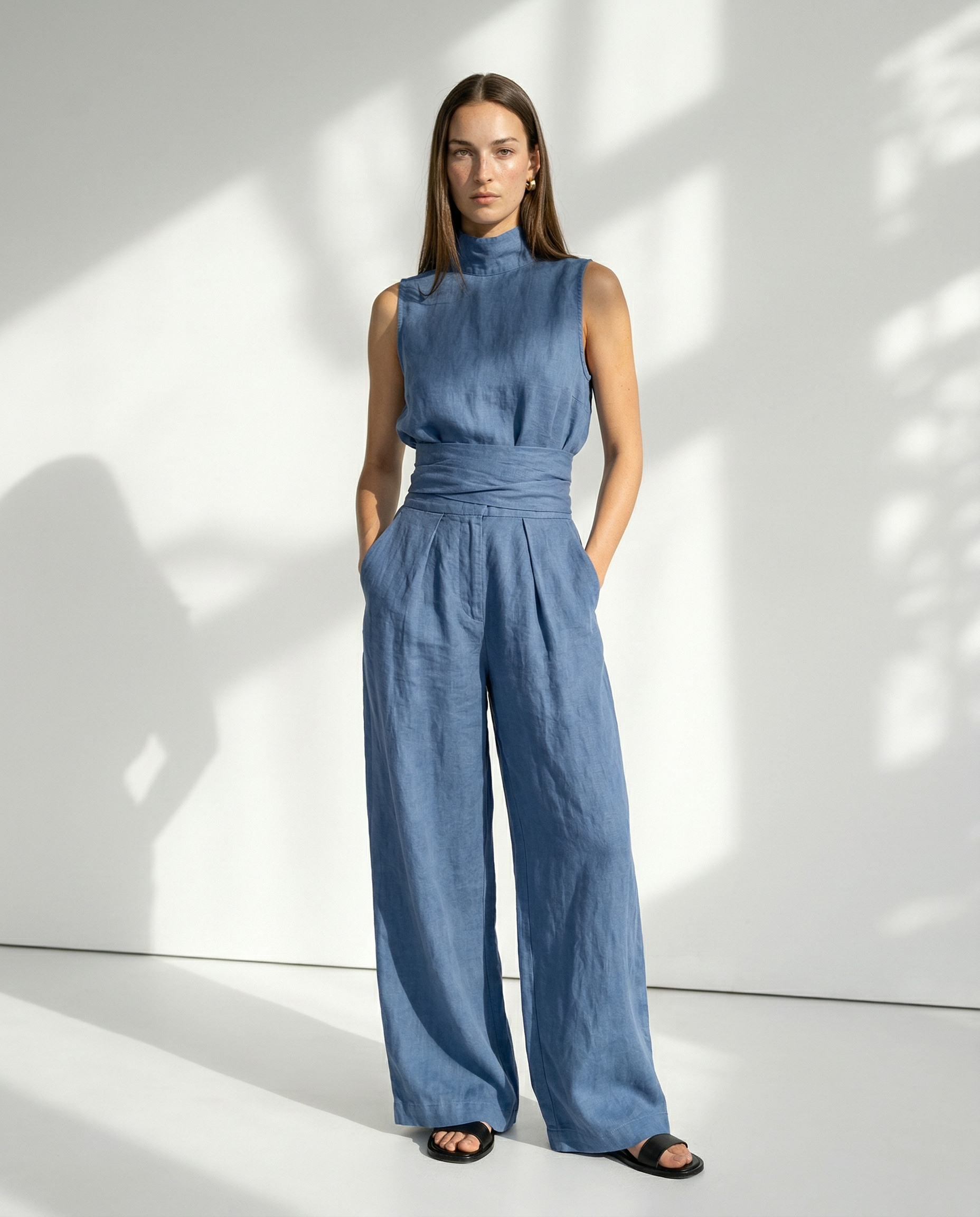 Anna-Berg | Sandstone Relaxed Fit Linen Two-Piece Set