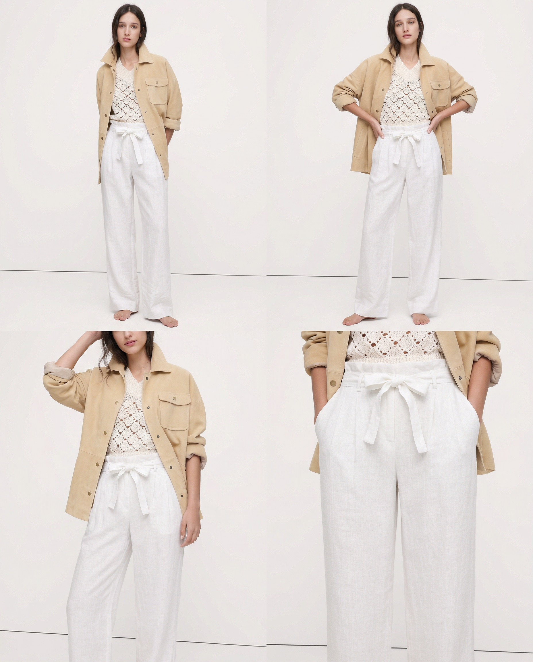 Anna-Berg | Ruffle-Waist Wide-Leg Linen Pant