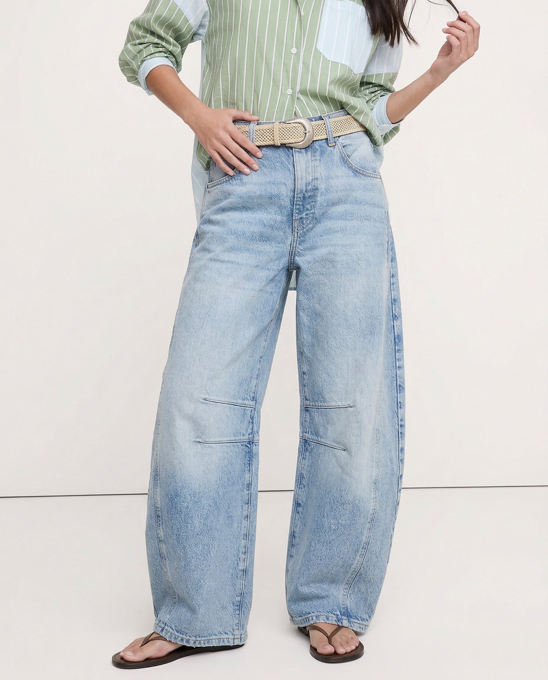 Anna-Berg | Blue Barrel-Leg Denim Jeans
