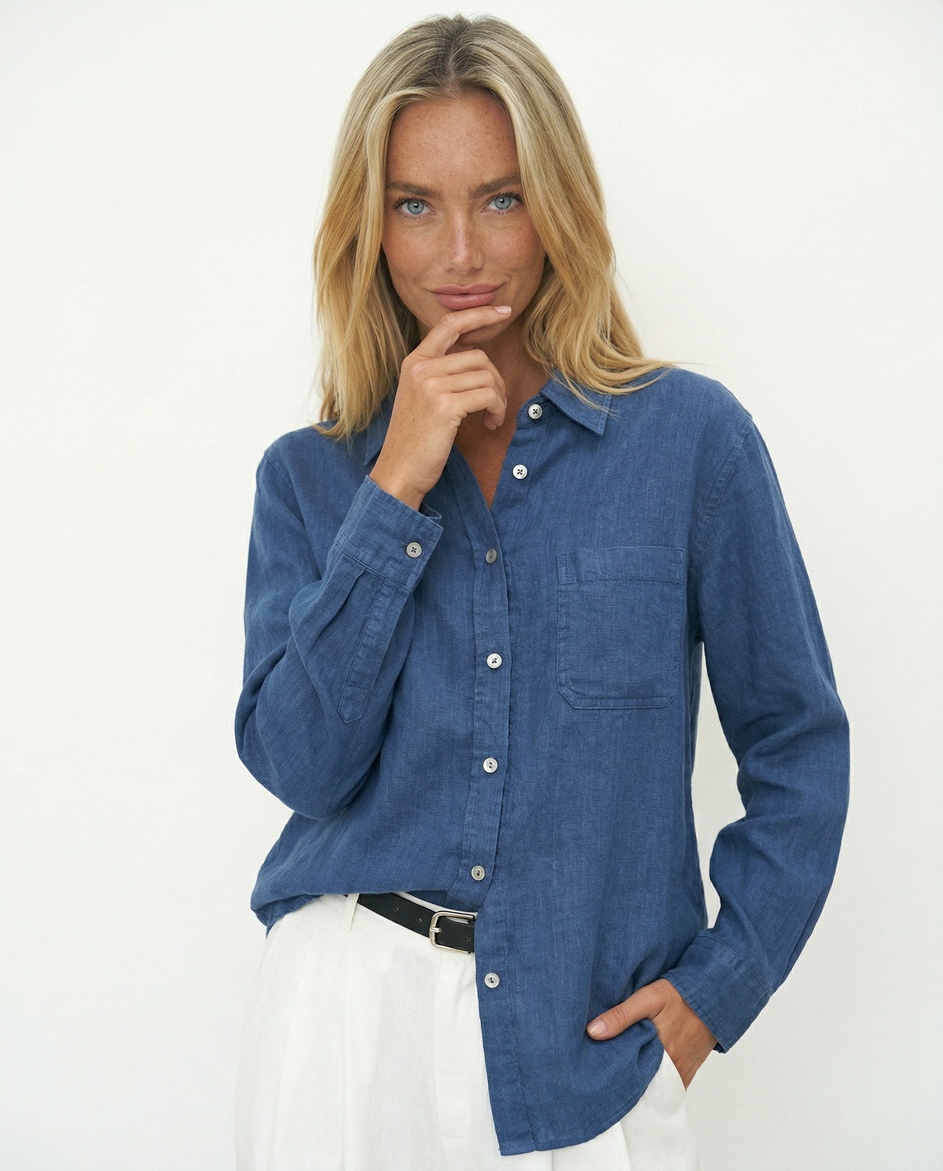 Anna-Berg | Beige Relaxed Fit Linen Shirt