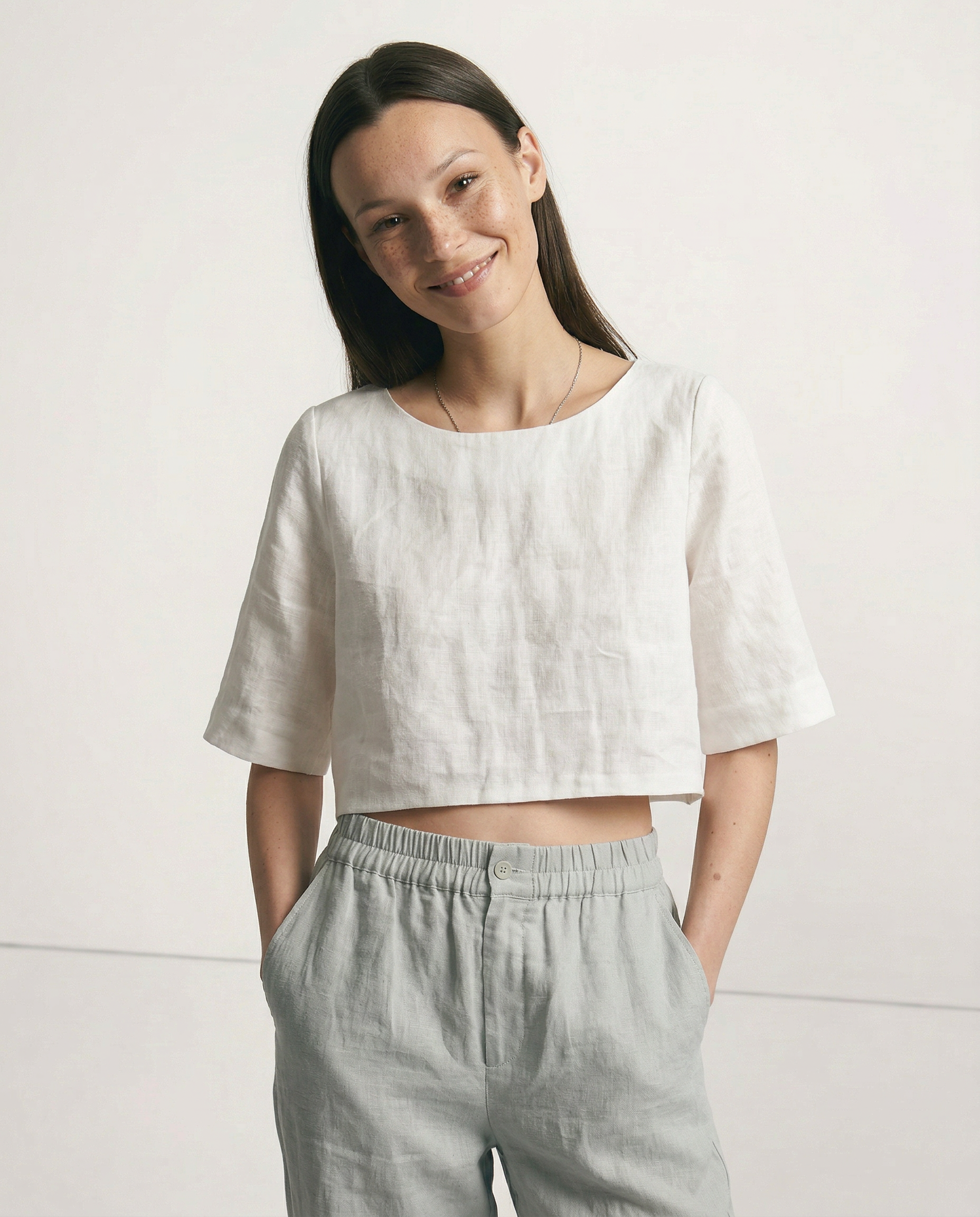 Anna-Berg | Boxy Cropped Linen Top