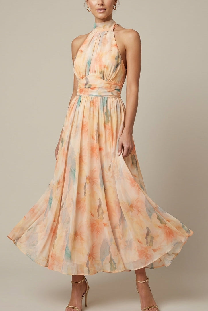 Anna-Berg | Floral Halter Neck Dress