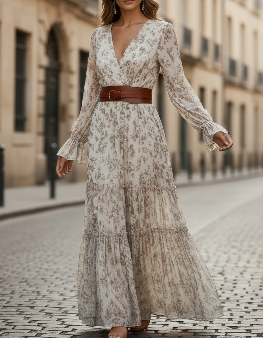 Anna-Berg | Romantic Floral Chiffon Dress