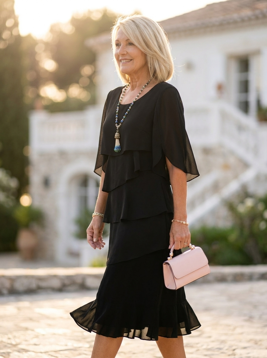 Anna-Berg | Elegant Comfort Ruffle Dress with a Timeless Finish