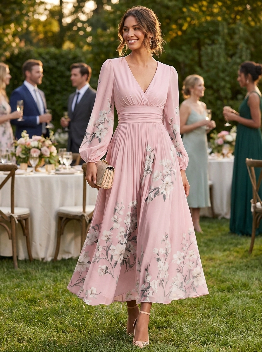 Anna-Berg | Effortless Serafina – Pleated Dress With V-Neck