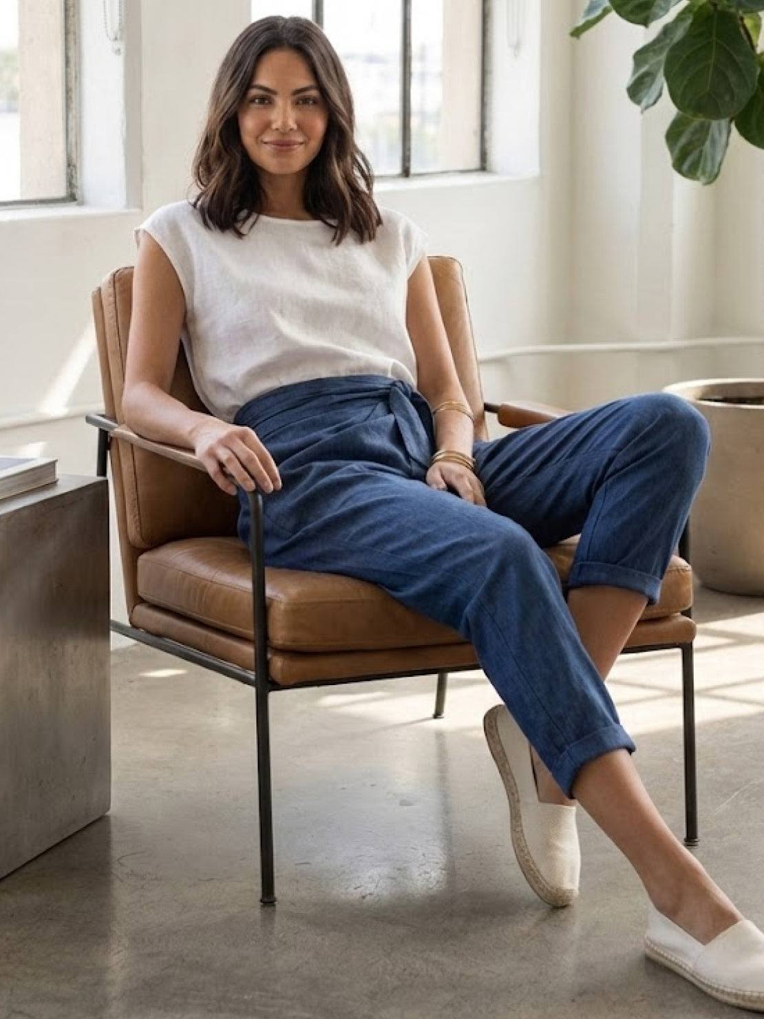 Anna-Berg | Effortless High Waist Wrap Front Cropped Tapered Pants