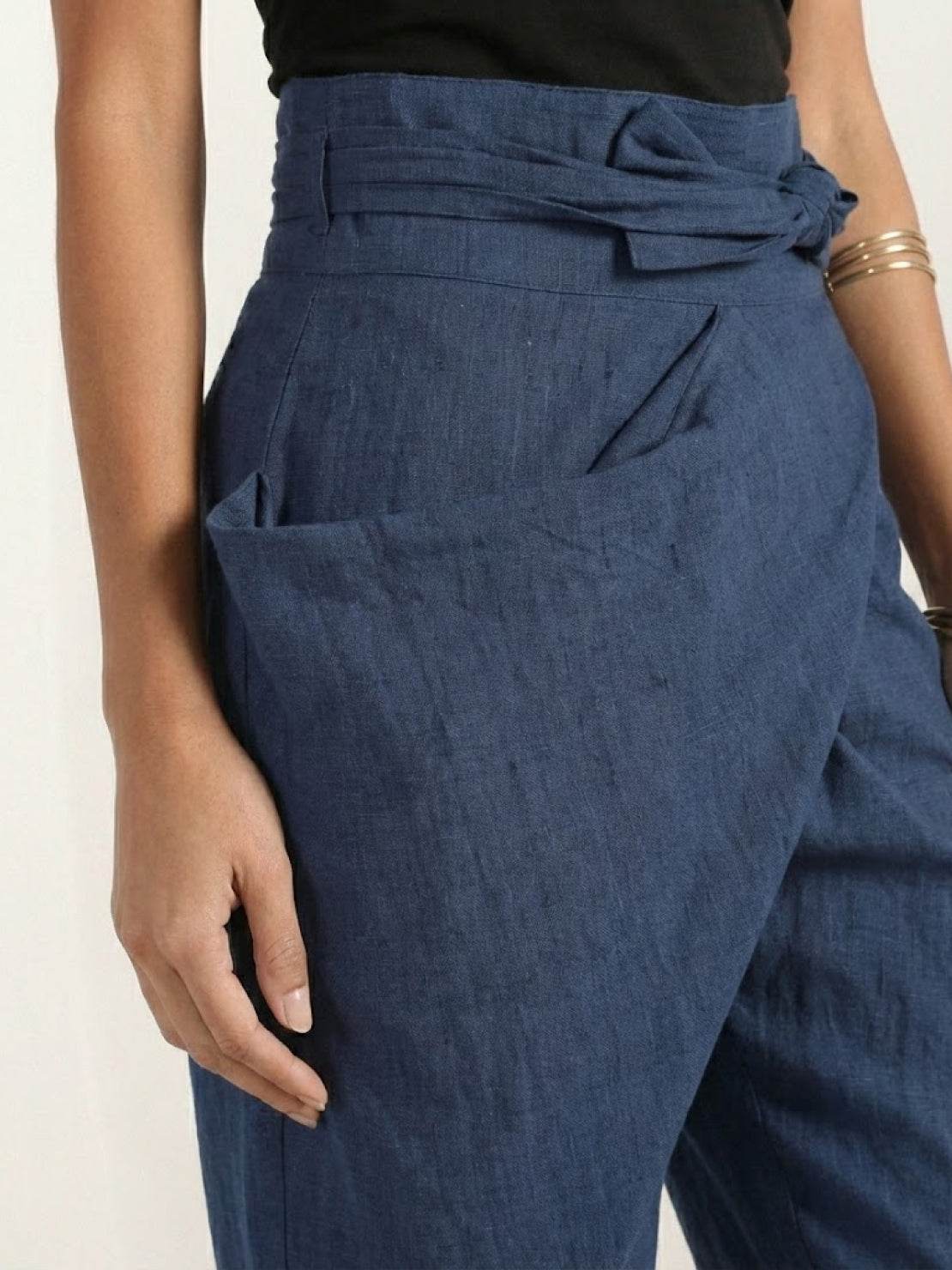 Anna-Berg | Effortless High Waist Wrap Front Cropped Tapered Pants