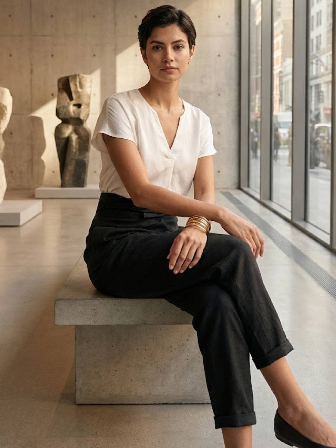 Anna-Berg | Effortless High Waist Wrap Front Cropped Tapered Pants