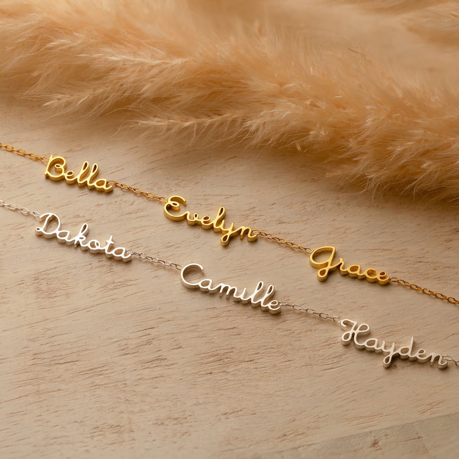 Elina | Elegant personalized name necklace – choose 2 or 3 names